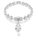 Idyllia charmMixed cuts, Heart with key, White, Rhodium plated